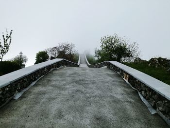 Low angle view of steps against clear sky