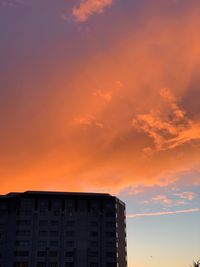 Low angle view of silhouette buildings against sky during sunset