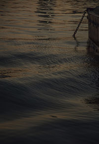 High angle view of rippled water at sunset