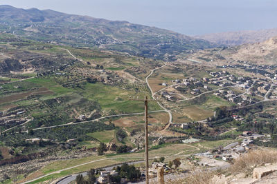 High angle view of road amidst landscape