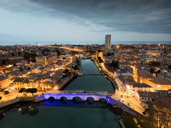 High angle view of cityscape against sky