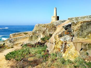 Scenic view of sea against clear sky