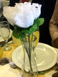 Close-up of flower in plate on table