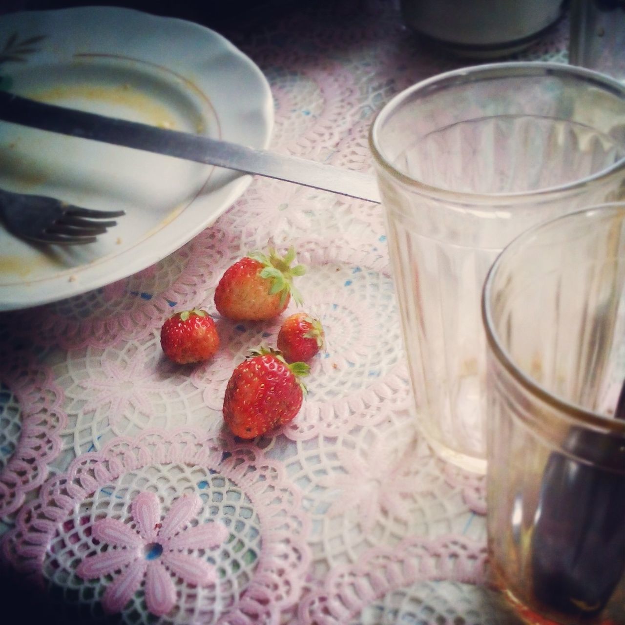 food and drink, indoors, freshness, drink, table, food, still life, refreshment, drinking glass, healthy eating, ready-to-eat, bowl, fruit, plate, glass - material, sweet food, indulgence, high angle view, close-up, spoon