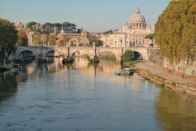 Arch bridge over river