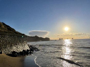 Scenic view of sea against clear sky