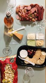 High angle view of dessert on table