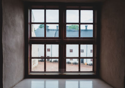 Closed window in historic building 