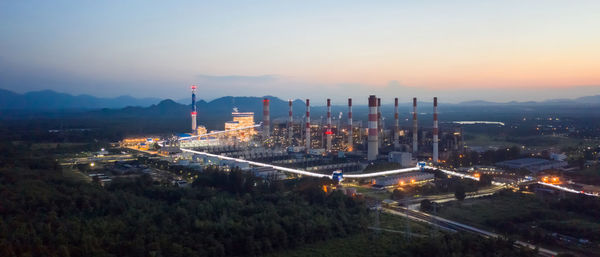 Aerial view panorama coal power plant station, mae moh, lampang, thailand.