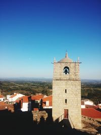 Clock tower against sky in city