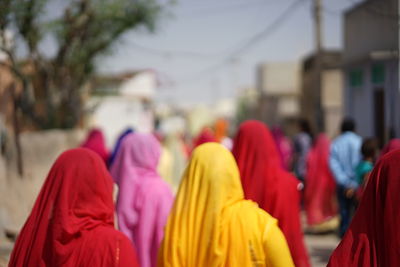 Women in traditional dresses during a wedding ceremony in india