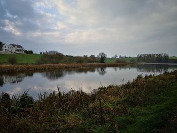 Scenic view of lake against sky
