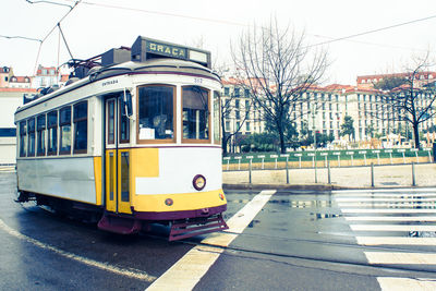 Tramway on street in city