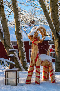 Built structure on snow covered land