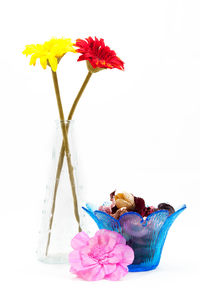 Close-up of flower vase against white background