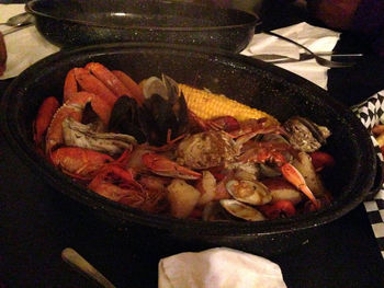 Close-up of preparing food on table