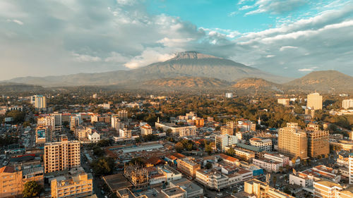 Aerial view of the arusha city, tanzania