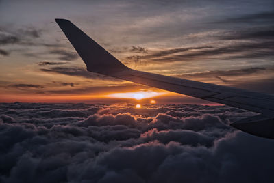 Aerial view of cloudscape against sky during sunset