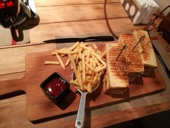 Close-up of food on table