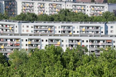 High angle view of residential buildings