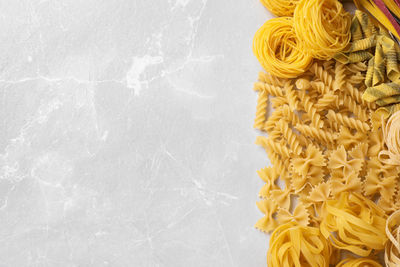High angle view of pasta on table