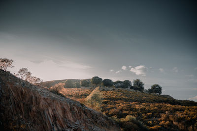 Scenic view of landscape against sky during autumn