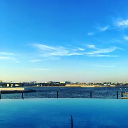 Scenic view of calm sea against blue sky