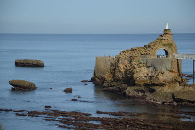 Scenic view of sea against clear sky