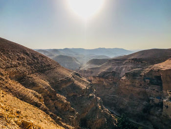 Scenic view of mountains against clear sky