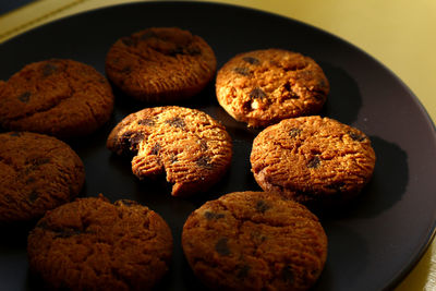 Close-up of cookies in plate