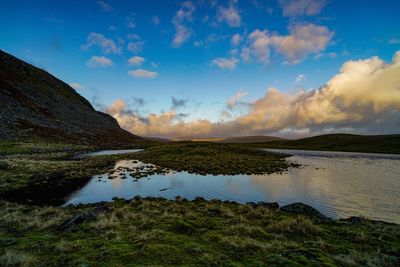 Scenic view of lake against sky