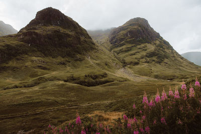 Scenic view of mountains against sky