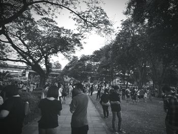 People walking in park