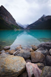 Scenic view of lake against sky