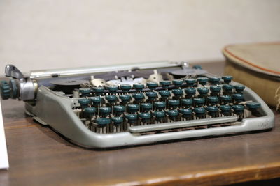 High angle view of computer keyboard on table