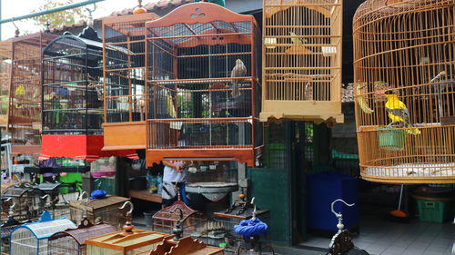 People working at market stall