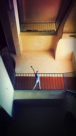 Low angle view of steps in corridor