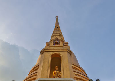 Low angle view of temple building against sky