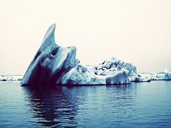 Scenic view of frozen waterfall