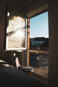 View of train through window