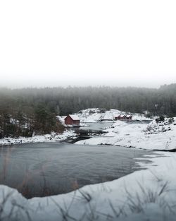 Scenic view of frozen lake against sky