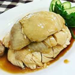 Close-up of served food in plate