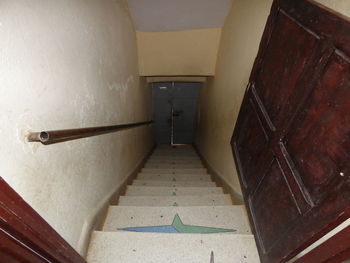High angle view of corridor of building
