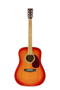 Close-up of guitar against white background