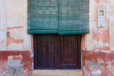 Closed door of old building