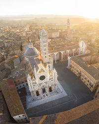 High angle view of buildings in city