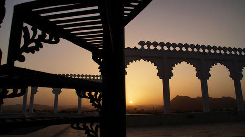 View of bridge at sunset
