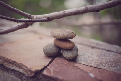 Close-up of stone stack on stones