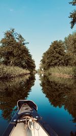 Scenic view of river against clear blue sky