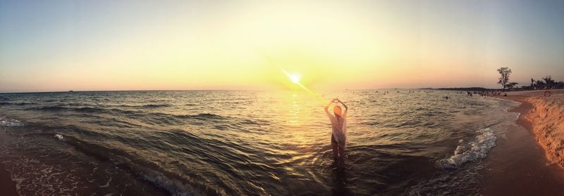 Scenic view of sea at sunset